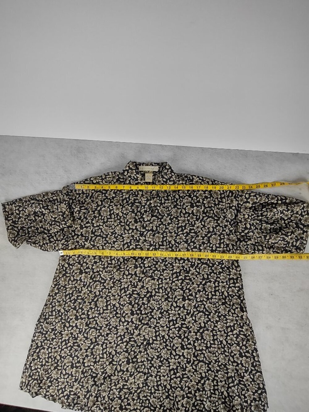 Vintage Express 100% Silk Floral Mini Shirt Dress Tunic Blouse Brown Size Small - Picture 7 of 12